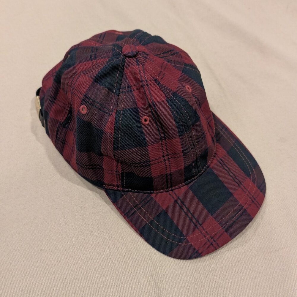 Kangol Red Tartan Plaid Baseball Cap with Gold Hardware Fall Winter Preppy